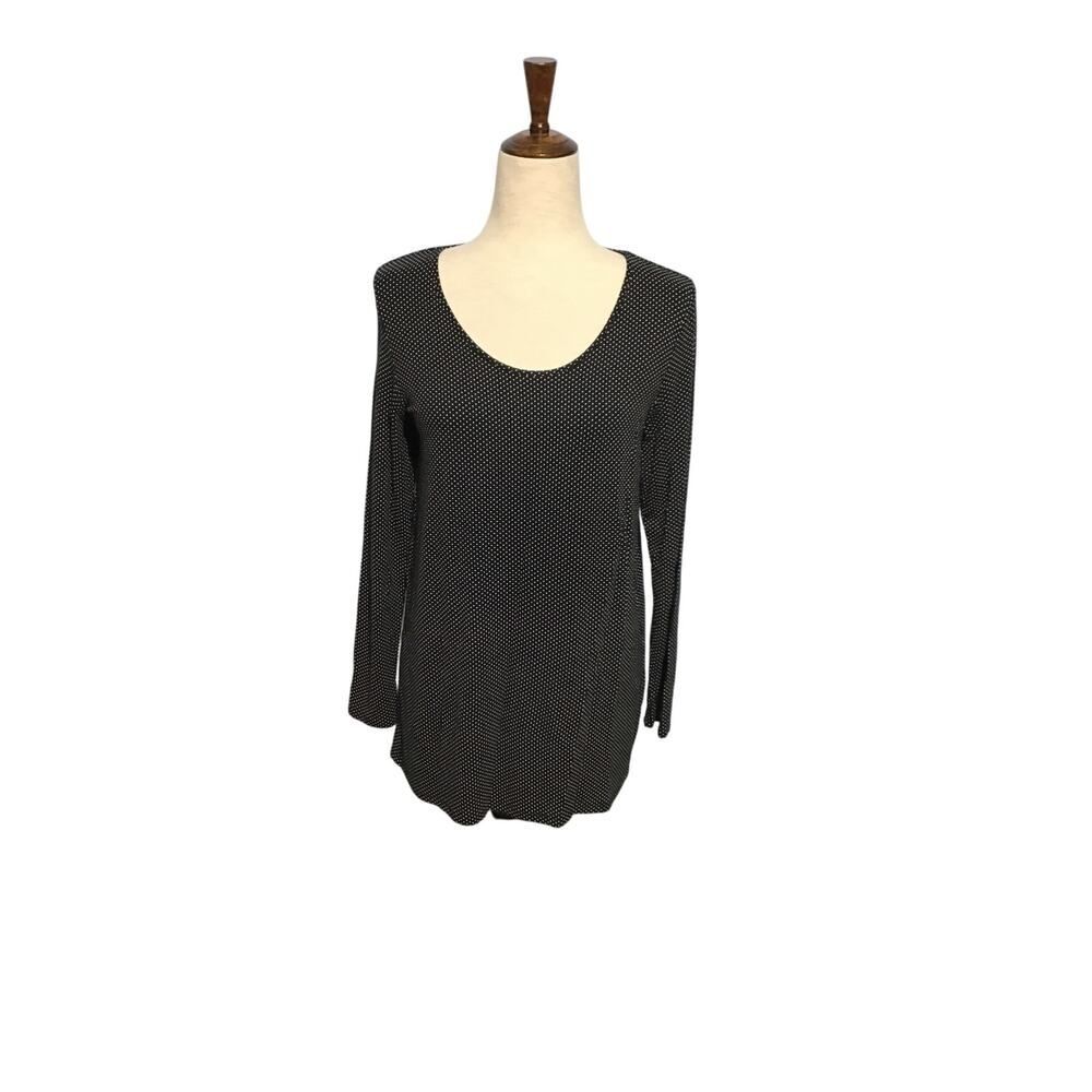 J.Jill Black White Polka Dot Tunic Scoop Neck Small